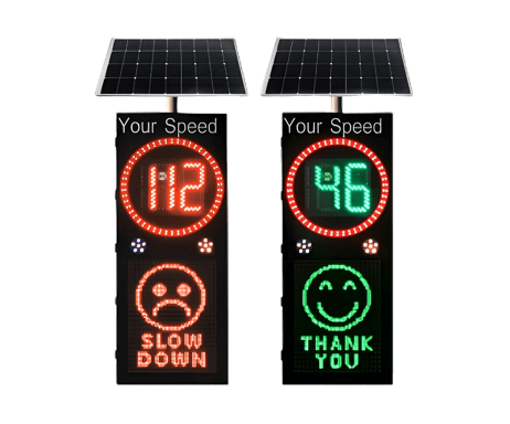 LED Solar Radar Speed Sign with Emojis & Text Display