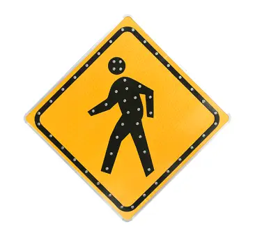 Solar-Powered Flashing Yellow Pedestrian Crossing Sign