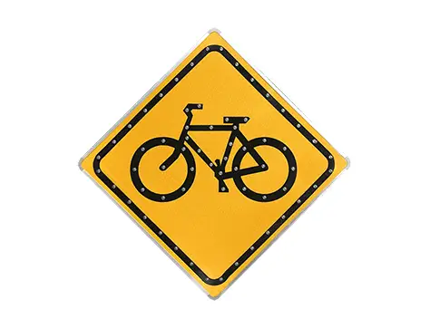 Solar-Powered Flashing Bicycle Crossing Sign