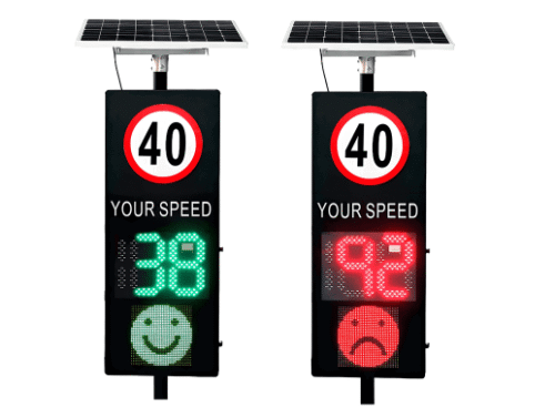 Solar Radar Speed Sign with Smiley or Sad Face and Speed Display